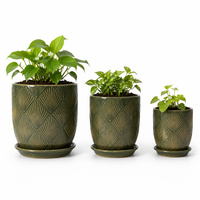 Pot de fleurs en céramique moderne de 8 pouces avec soucoupe de drainage, pots et jardinières pour une utilisation intérieure
