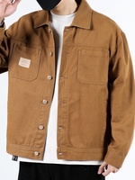 Blouson en jean vintage délavé à simple boutonnage pour homme, tailles S-4XL, printemps-automne, coton, kaki, noir, beige