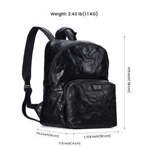 Dujiang Genuine Leather Men's <b>Backpack</b> <b>Black</b> Large Capacity Casual Travel Commuter Bag - Product Image 5