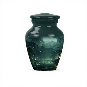 Mystical Rain Forest at Night-Pequeña urna de recuerdo para cenizas humanas-Urna para cenizas humanas adultas con bolsa de terciopelo gratis - Product Image 1