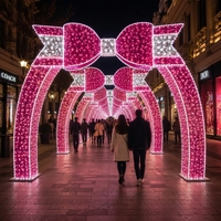 Guirlande lumineuse LED multi-arche répétée rouge, blanc, vert, motif nœud papillon, pour tunnel de Noël, décoration de passage de boulevard commercial, IP65 CE
