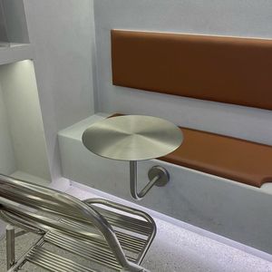 Mesa de centro redonda pequeña de acero inoxidable de estilo moderno para exteriores para cafeterías, librerías, bibliotecas y estudios - Product Image 6