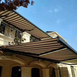 Auvent électrique complet, cadre en aluminium, tissu imperméable, auvent rétractable, bras courbé avec bande lumineuse - Product Image 2
