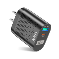 Nouveau chargeur GaN 65W double port USB Type-C PD 3.0 SCP adaptateur de charge rapide pour ordinateur portable et téléphone