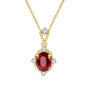 Collana di SANKYLIN all'ingrosso placcato oro S925 18-carati oro rubino collana in argento sterling gioielli regalo