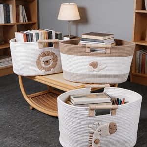 Cesti portaoggetti in corda di cotone <span class=keywords><strong>per</strong></span> <span class=keywords><strong>cameretta</strong></span> bambini, organizer <span class=keywords><strong>per</strong></span> giocattoli di peluche, cesto portabiancheria ricamato, contenitore portaoggetti <span class=keywords><strong>per</strong></span> giocattoli, ideale <span class=keywords><strong>per</strong></span> regali - Product Image 5