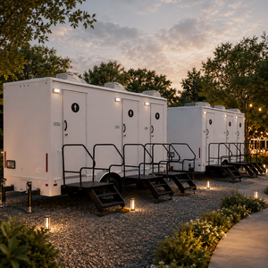 Remorque de toilettes mobiles de luxe <span class=keywords><strong>à</strong></span> 3 postes avec climatisation, lavabo et fosse septique pour événements extérieurs - Product Image 1
