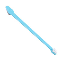 Remise en gros sur la brosse à dents à double tête à long manche pour animaux de compagnie à poils souples soins bucco-dentaires pour chiens en plastique
