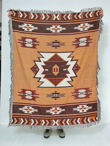 Thảm Ném Mới 100% Cotton Tái Chế Có Đai Tua Rua Thảm Xếp Chéo Lưng Thảm Bohemian Thảm Sofa Dệt - Product Image 4