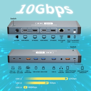 17 in 1 HDTV <b>USB</b>-A <b>USB</b>-<b>C</b> Charging 3.5mm Audio RJ45 Thunderbolt Docking Station <b>Usb</b> Hub - Product Image 3