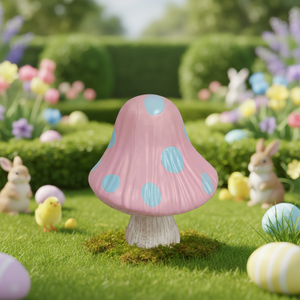 New Arrival Matte Colored Cartoon Mushroom for Easter Party Decoration LED Plastic Sculpture Mushroom Lamp - Product Image 2