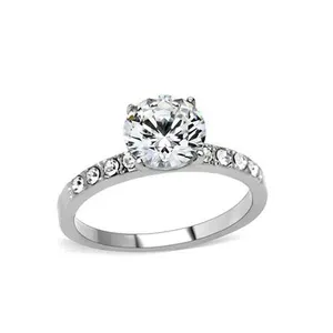 Лучшее качество кольцо из нержавеющей стали, 2 карата Пасьянс 4 зубцами Муассанит круглая 2.0ct обручальное кольцо с бриллиантом
