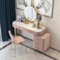 Table de maquillage moderne nordique en marbre, application pour la chambre à coucher, coiffeuse avec miroir