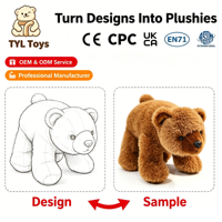 Peluche Ours Multi-tailles en Coton PP Doux, Marron Polaire et Noir, Poupée Confortable Rembourrée pour Cadeau OEM