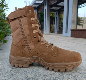 Botas Tácticas de Cuero Vacuno TSB0817 para Entrenamiento al Aire Libre en Invierno, con Forro de Lana y Cremallera Lateral, Resistentes al Agua - Product Image 2