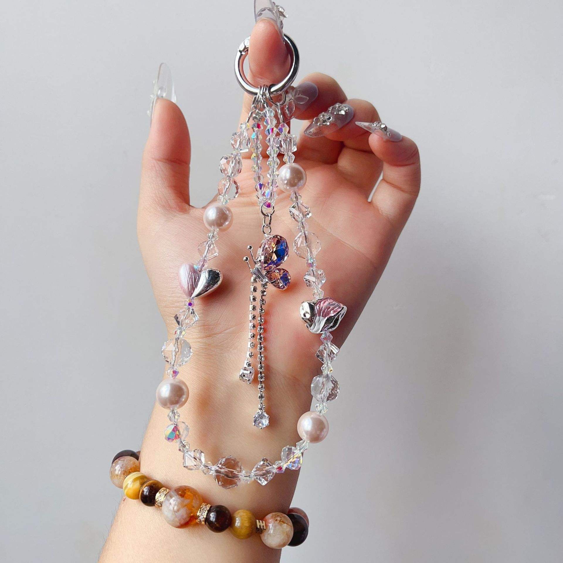 Two - color love pink + butterfly tassel