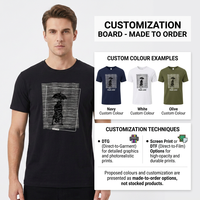 T-shirt en coton graphique pour homme 180 GSM, col rond, manches courtes, écologique, respirant, imprimé sur mesure, marque privée, OEM