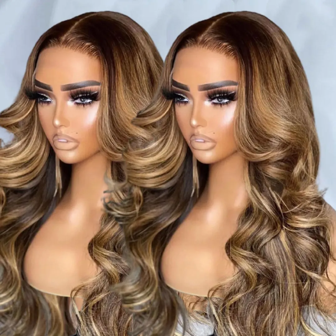 Cheap Colored Highlight Peruvian Hair Wigs Human Hair Lace Front Hd Lace Frontal Wigs For Black Women Body Wave Human Hair Wigs