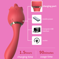 Rosenförmiger Zungen-Vibrator Handgehaltener Klitoris- und Brustwarzen-Stimulator Silikon Vaginal G-Punkt Massagegerät Sexspielzeug für Frauen