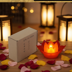 <span class=keywords><strong>Bougie</strong></span> électronique <span class=keywords><strong>LED</strong></span> Lotus en plastique, sans fumée, sûre, fonctionnant sur piles, lampe de nuit, lanterne pour festival, Halloween, Diwali, Noël - Product Image 1