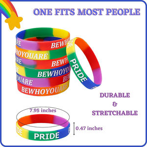 メーカーカスタムpulseraカラフルレインボーストライプリストバンドシリコンラバープライドブレスレット防水耐久性リストバンド - Product Image 3