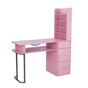 Mesa de Manicura Rosa con Colector de Polvo, Diseño Moderno, Superficie de Madera HZ2040 BK - Product Image 1