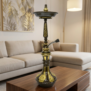 Luxury Egyptian Handmade Brass <b>Hookah</b> Set – Ornate Gold-Finish Shisha <b>Pipe</b> with Decorative Engraved Design - Product Image 6