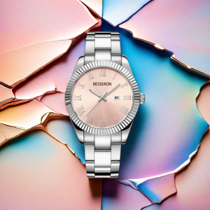 Montre pour femme en acier inoxydable minimaliste de luxe, avec fenêtre de date, cadran romain, mouvement à quartz, bracelet en métal, directement de l'usine - Product Image 4