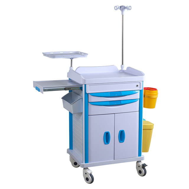 Aolike ALK-MS01-S Rescue Hospital Furniture Metal Multifunction Emergency Medical Anesthesia Trolley with Drawer