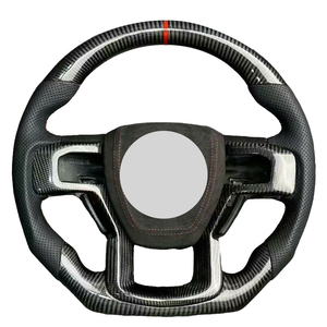 Volante Personalizado de Fibra de Carbono y Cuero para Mejorar el Interior del Automóvil, Compatible con <span class=keywords><strong>Ford</strong></span> F150 XLT Raptor <span class=keywords><strong>Shelby</strong></span> R 2019-2025 - Product Image 3