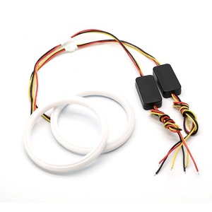 Feu clignotant automobile blanc ambre 12V <span class=keywords><strong>LED</strong></span> avec anneau lumineux Angel Eyes et diffuseur <span class=keywords><strong>pour</strong></span> lentille de projecteur - Product Image 6