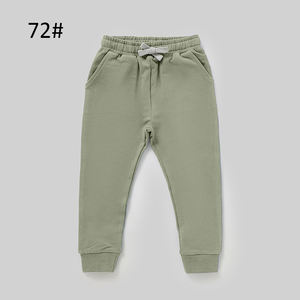 卸売弾性ウエストソリッドフレンチテリーフルレングスオーガニックコットンユニセックスボーイズガールズベビージョガーパンツ - Product Image 6