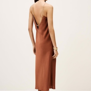 Elegante Vestido Midi de Satén para Mujer, con Tirantes Finos, Espalda Descubierta y Cuello en V, Vestido de Cóctel - Product Image 2