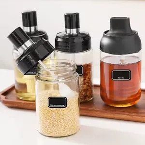 厨房储物容器香料调味瓶香料罐盐糖密封罐带刷子和勺子油壶