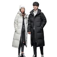 Manteau d'hiver unisexe décontracté à capuche, long jusqu'aux genoux, épais, avec fermeture éclair, respirant, pour les amoureux