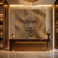 Sculpture murale en bois paramétrique 3D personnalisée, art mural abstrait moderne en bois sculpté pour hôtel, villa, mur de fond