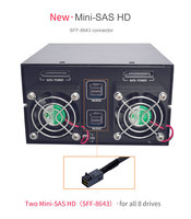 Unestech 2.5'' Hot-Swap SATA 8 baies SSD HDD Mobile Rack Mini SAS SFF-8643 Boîtier pour serveur de bureau