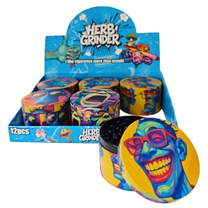 Colorful Cartoon Skull Herb Grinder 63mm Round Zinc Alloy Magnetic Lid Storage Container <b>Smoking</b> Accessory - Product Image 3