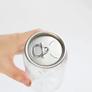 Lata de bebidas PET de plástico de aluminio de tamaño personalizado, lata aceptada, relleno de jugo de soda, bebida carbonatada, lata de cerveza vacía de plástico 250