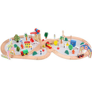 Ensemble de voitures jouets en bois pour enfants de 78 pièces blocs de construction en mosaïque PC créatifs avec combinaison de puzzle de scène de <span class=keywords><strong>ferme</strong></span> animale - Product Image 1