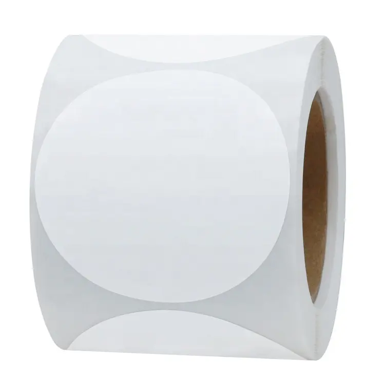 Hybsk-Etiquetas adhesivas de papel semibrillante redondas, Color blanco, etiqueta adhesiva (2 pulgadas)