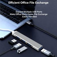 Hub de transfert de données USB-C 4-en-1 pas cher, station d'accueil multiport USB 3.0 haute vitesse, adaptateur d'extension durable