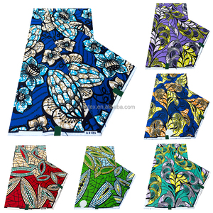 Dernière mode <span class=keywords><strong>africaine</strong></span>, tissu en cire Ankara, 100% coton, imprimé africain, tissu super Holldan, 6 yards pour la <span class=keywords><strong>couture</strong></span> de robes - Product Image 1