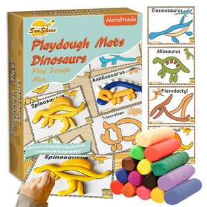 Tapis d'activités en pâte à modeler non toxique super doux avec cartes d'apprentissage sur les dinosaures pour enfants, jouets sensoriels pour l'éveil précoce 2026 - Product Image 1