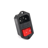Enchufe Industrial C14 Macho con Conector Hembra 15x21mm, Interruptor, Fusible, 3 Tomas de Corriente Alterna, 10A 250V, Latón y Cobre
