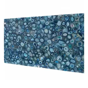 美丽的天然奢华装饰抛光石平板蓝色大理石玛瑙玛瑙板为表和墙