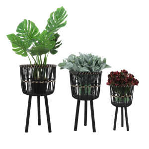 Pot de fleurs en bambou sur support, tissage naturel, pots décoratifs pour plantes d'intérieur, décoration intérieure - Product Image 2