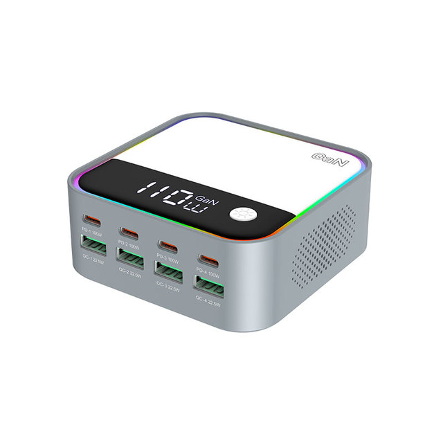 120W GaN USB C Charger Block Fast Charging with Rainbow Gradient Light & LED Display for Tablet, Laptop, Drones, Mobile Phone