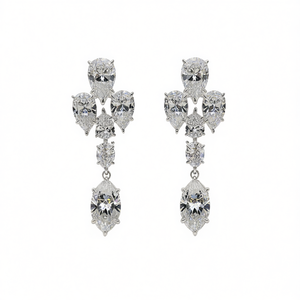 Boucles d'oreilles en or blanc E2927 avec diamants taille poire couleur D, bijoux de luxe naturels pour femmes, pour mariage - Product Image 1