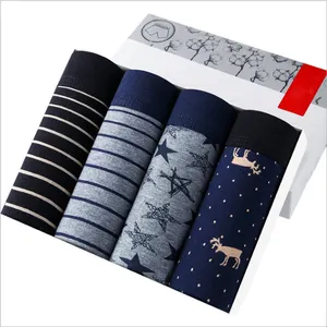 Printing Sexy Men Boxers Fashion Breathable Shorts Briefs Men Underwear for Men Cotton / Bamboo Fiber CLASSIC Solid Pattern